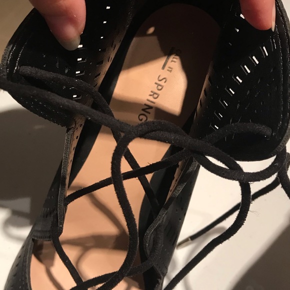 📦5/$50 Call It Spring Black Lace Up Cut Out Open Toe Heel Booties 🍁 - Picture 5 of 7